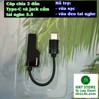CHÍNH HÃNG REMAX - CÁP KẾT NỐI CỔNG SẠC TYPE-C VÀ JACK CẮM TAI NGHE