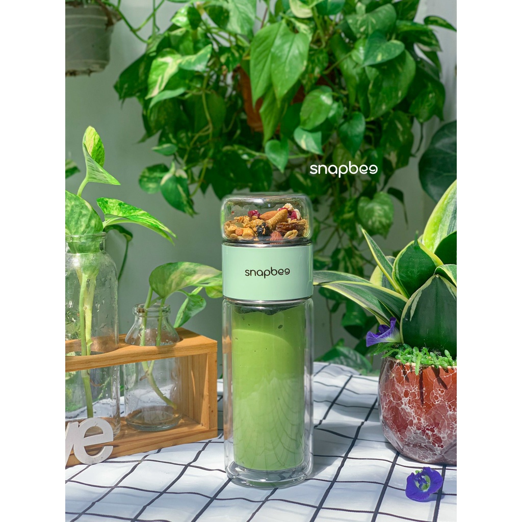 Bình thủy tinh ủ trà 2 lớp cao cấp Snapbee G400 nhỏ gọn, dung tích 400ml, Hàng chính hãng phân phối bởi QA Mart
