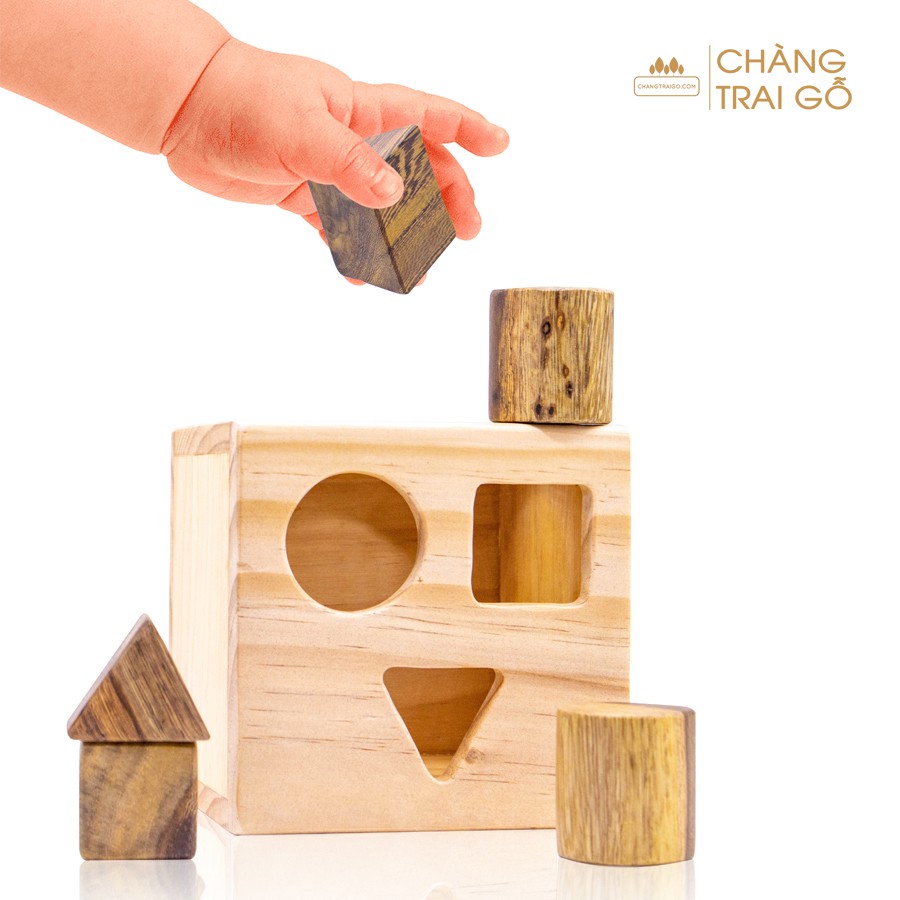 Hộp thả hình khối gỗ Bộ giáo cụ Montessori - Chàng Trai Gỗ