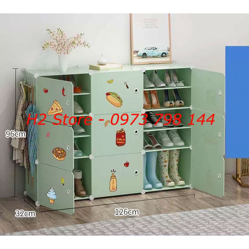 TỦ NHỰA LẮP GHÉP ĐỂ GIÀY ĐA NĂNG THÔNG MINH 18 Ô (chia ô) BỘ CỐM BÁNH NGỌT