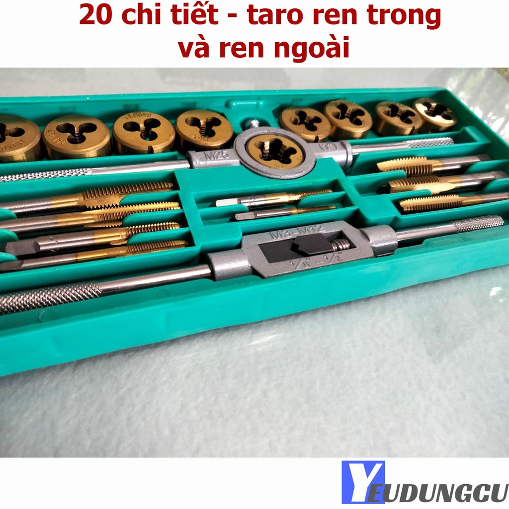 Bộ taro ren ngoài / trong mạ Titan 20 chi tiết.