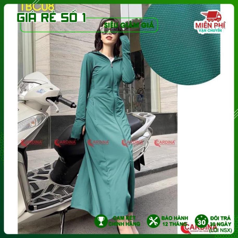 Áo chống nắng nữ Toàn thân 2 lớp Cardina dáng dài [TẶNG KÈM KHẨU TRANG ĐỒNG MÀU] cao cấp chính hãng thun lạnh thoáng khí