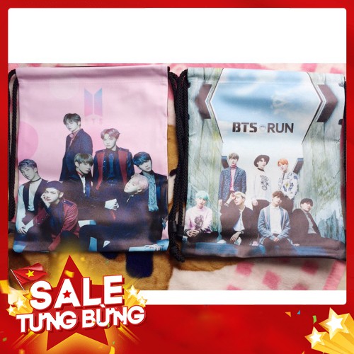 Chuyendokpop Balo – túi xách rút in hình BTS tặng 1 móc khóa BTS CẢM ƠN ĐÃ TIN TƯỞNG ỦNG HỘ