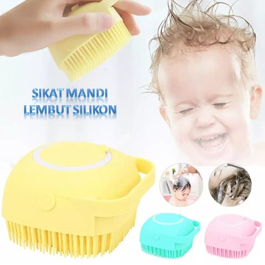 Lược gội đầu sillicon gai mềm có ngăn đựng xà phòng tiện dụng