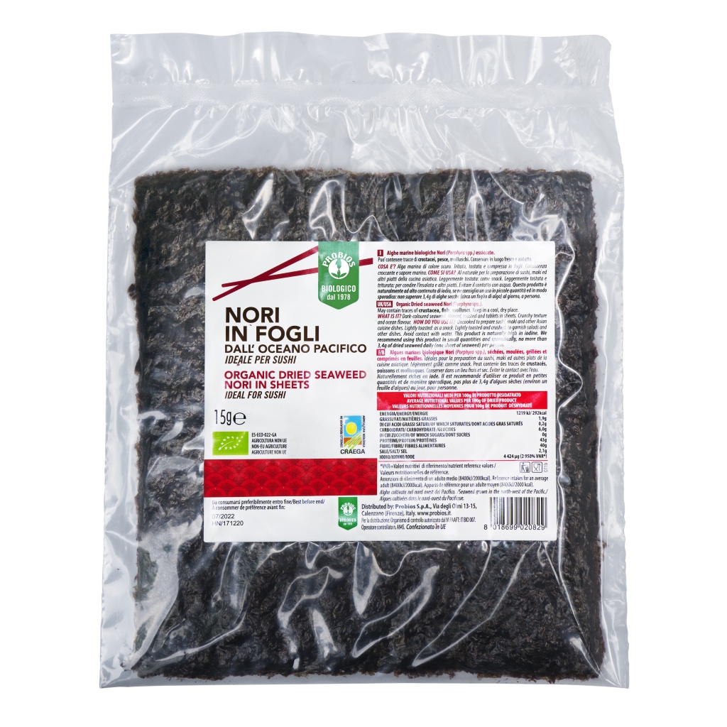 Rong biển Nori hữu cơ cuộn cơm 15g Probios - Organic Nori Sheets - Date: 31/8/2022 - Nhà hữu cơ