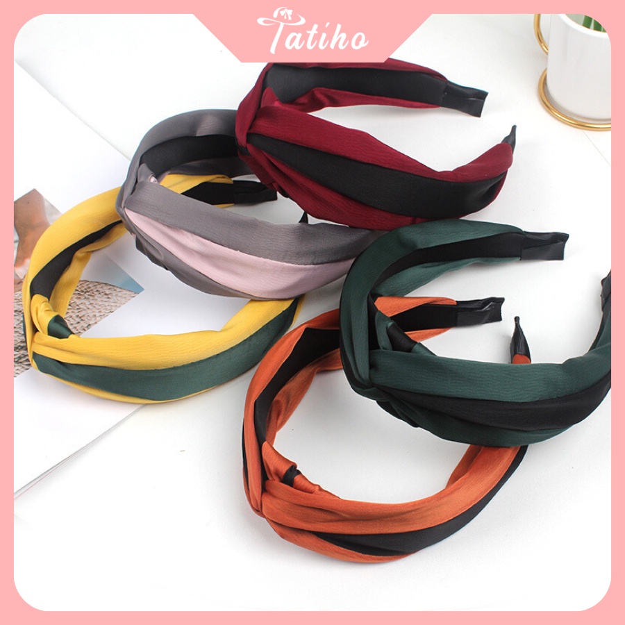 Cài Tóc Unisex, Băng Đô Lụa Satin Phối Hai Màu Cao Cấp Sang Trong Phong Cách Hàn Quốc - Tatiho - Mã CT013