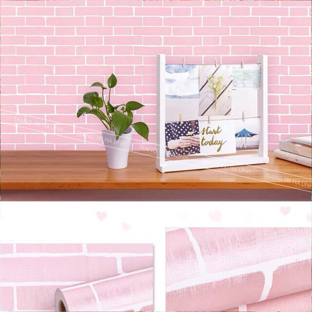 Giấy dán tường giả gạch 3d trắng đỏ , miếng dán tường giả gạch đủ mẫu sẵn keo cuộn 45cmx10m