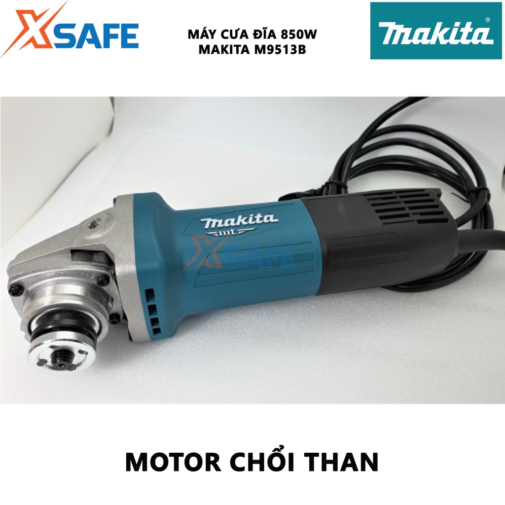 Máy mài góc MAKITA M9513B Máy mài cầm tay 850W công tắc đuôi, tốc độ không tải 11000rpm, đường kính đá mài 100mm - XSAFE