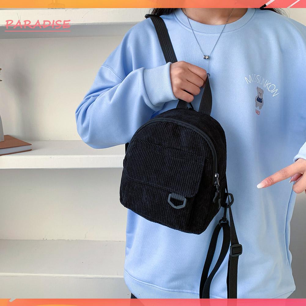 Ba Lô Đi Học Vải Nhung Màu Sắc Trơn Phối Khóa Kéo Thời Trang Mùa Đông Cho Nữ