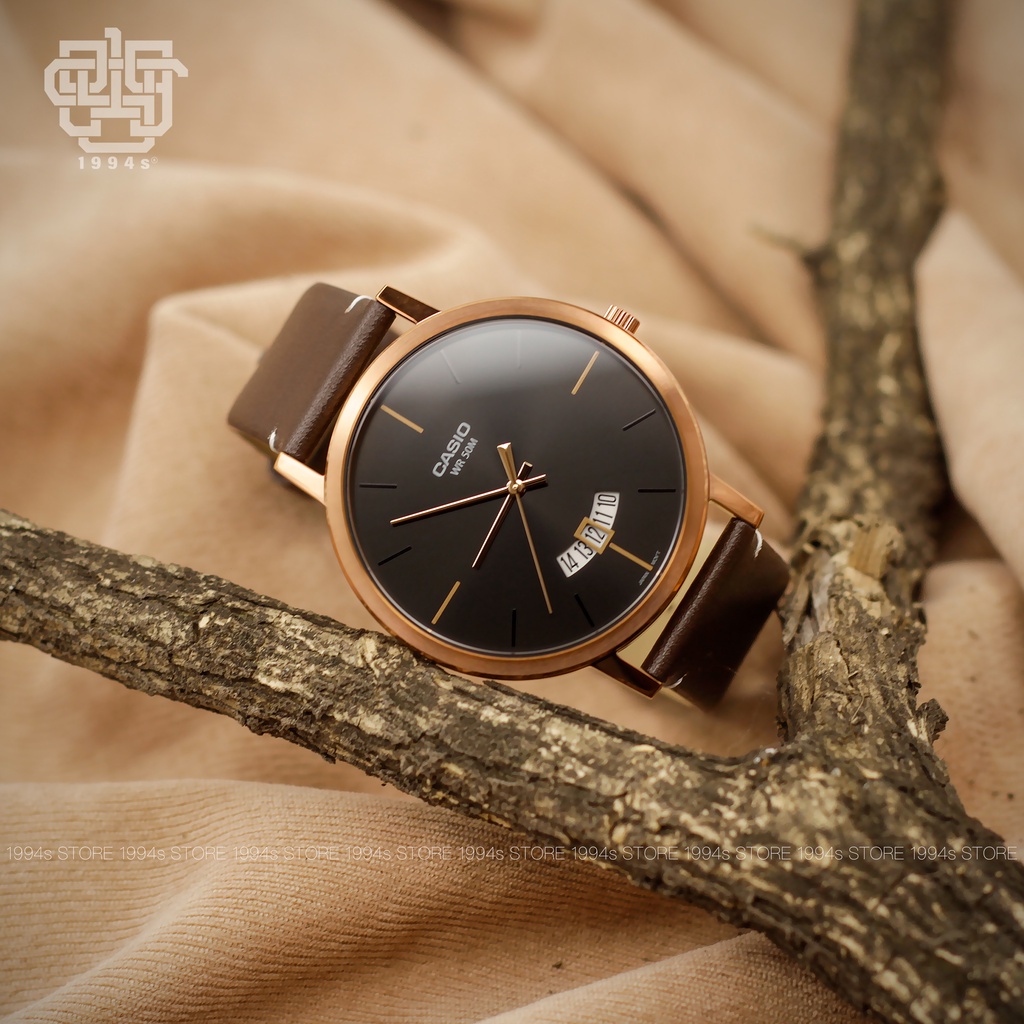 Đồng hồ nam Casio MTP-B100RL-1E dây da thật, chống nước 50m, size 43mm, hàng chính hãng