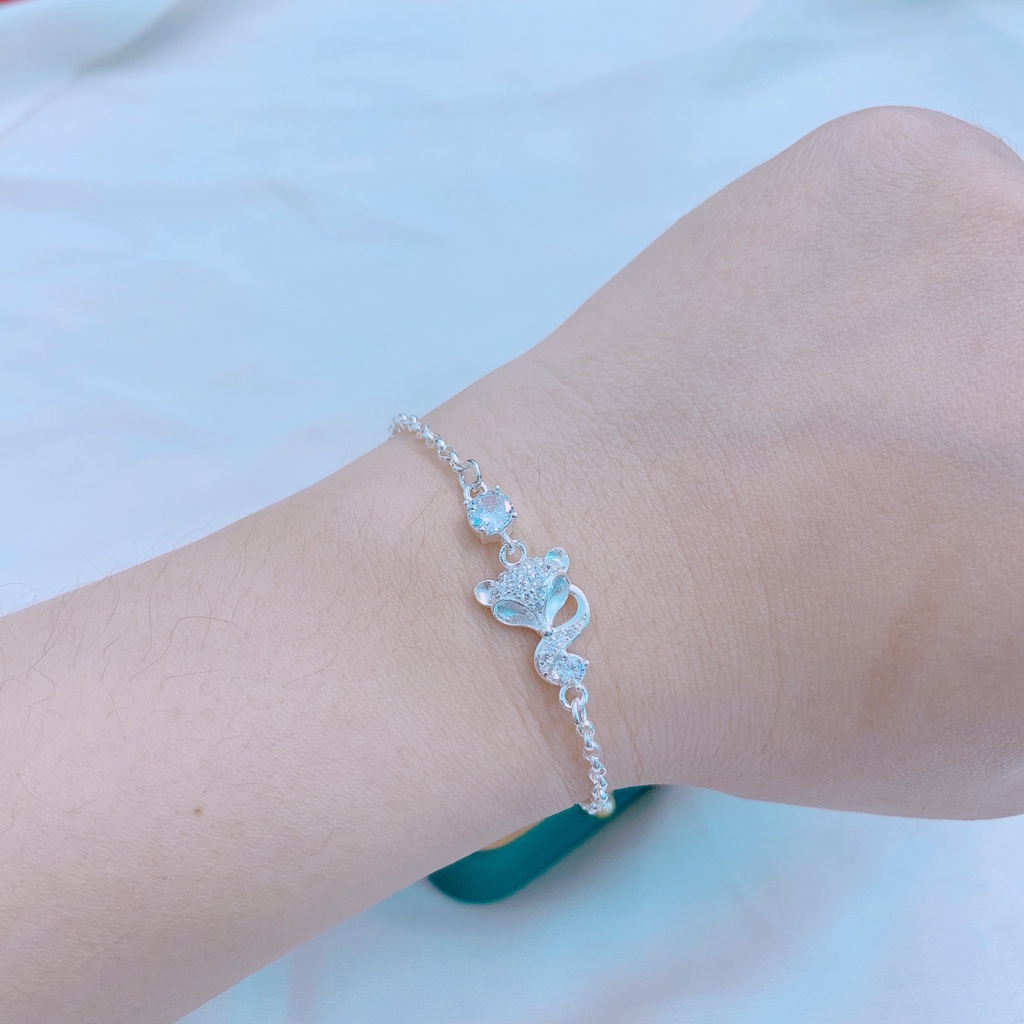 Lắc tay nữ bạc ta lắc hồ ly đính đá đẹp - Kho sỉ bạc Nhất Linh