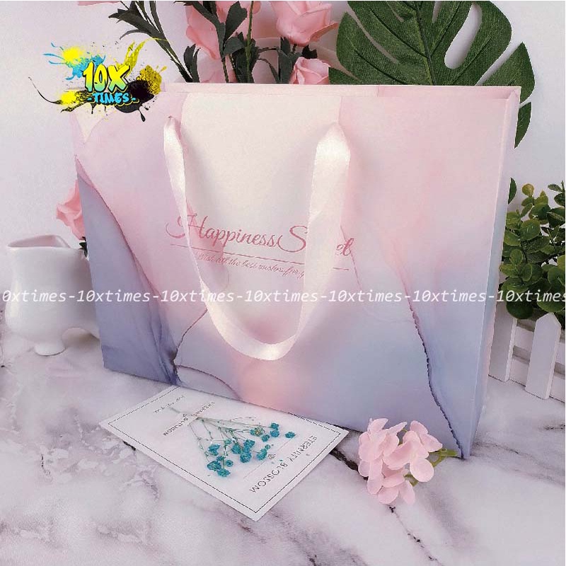 Set hộp túi giấy 30cm đựng quà sang trọng happiness tặng sinh nhật bạn gái bạn trai đối tác, valentine, ngày lễ có quai