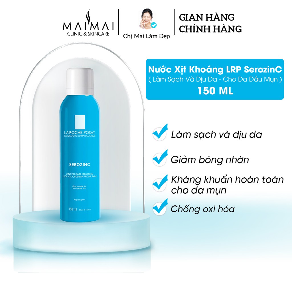 Nước Xịt Khoáng La Roche-Posay SerozinC 150ml - Giúp Làm Sạch Và Dịu Da - Cho Da Dầu Mụn