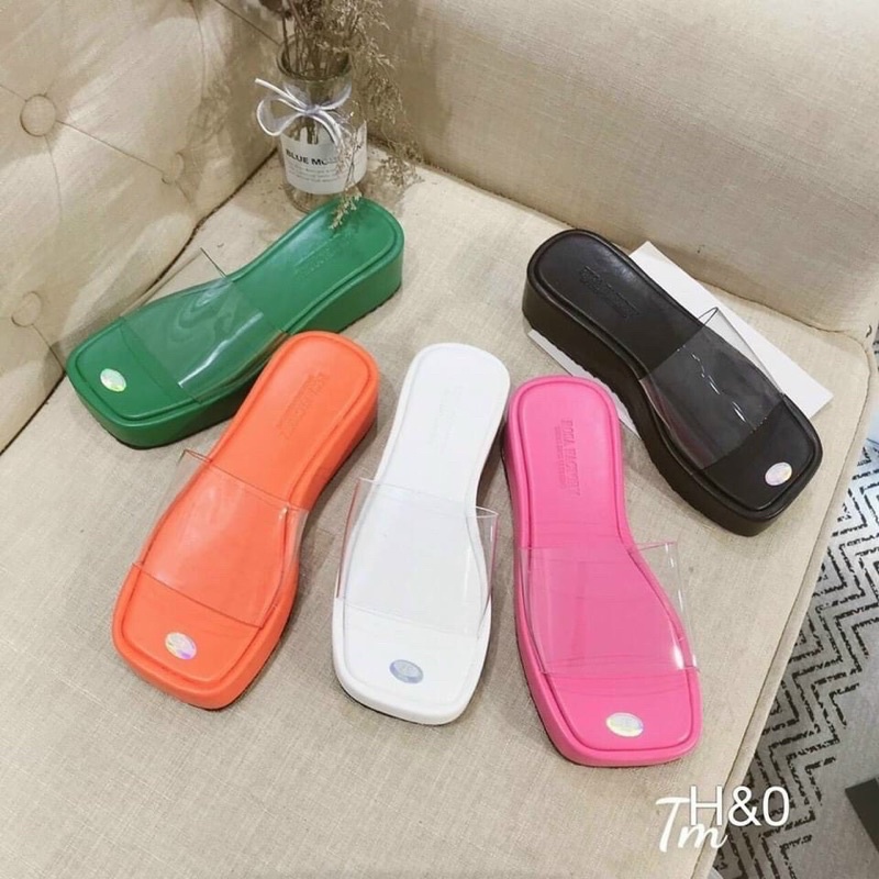 Dép mica quai trong đế xuồng 5cm cao cấp