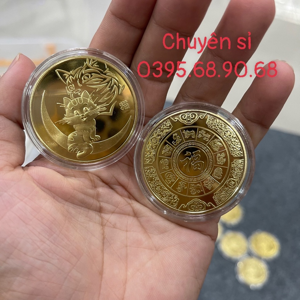 Đồng Tiền Xu Con Mèo Đài Loan Kèm Túi Gấm, Lì Xì Tết 2023 Cực Ý Nghĩa