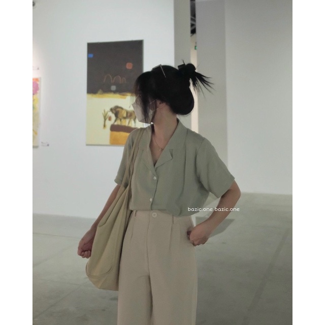 [Ảnh thật/video] Áo sơmi CỔ VEST cộc tay 6 màu style báic