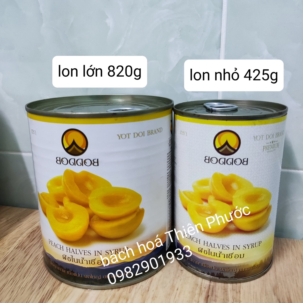 Đào ngâm Thái Lan Boddob lon 820g