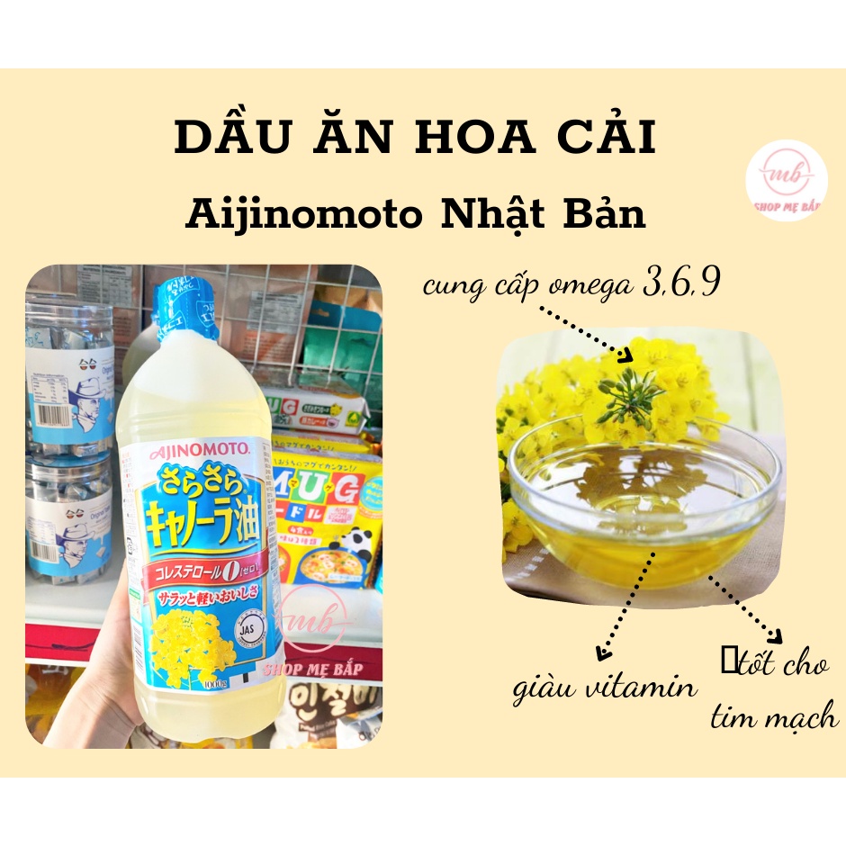 (Date 9/2022) Dầu ăn hoa cải Ajinomoto chai 1L