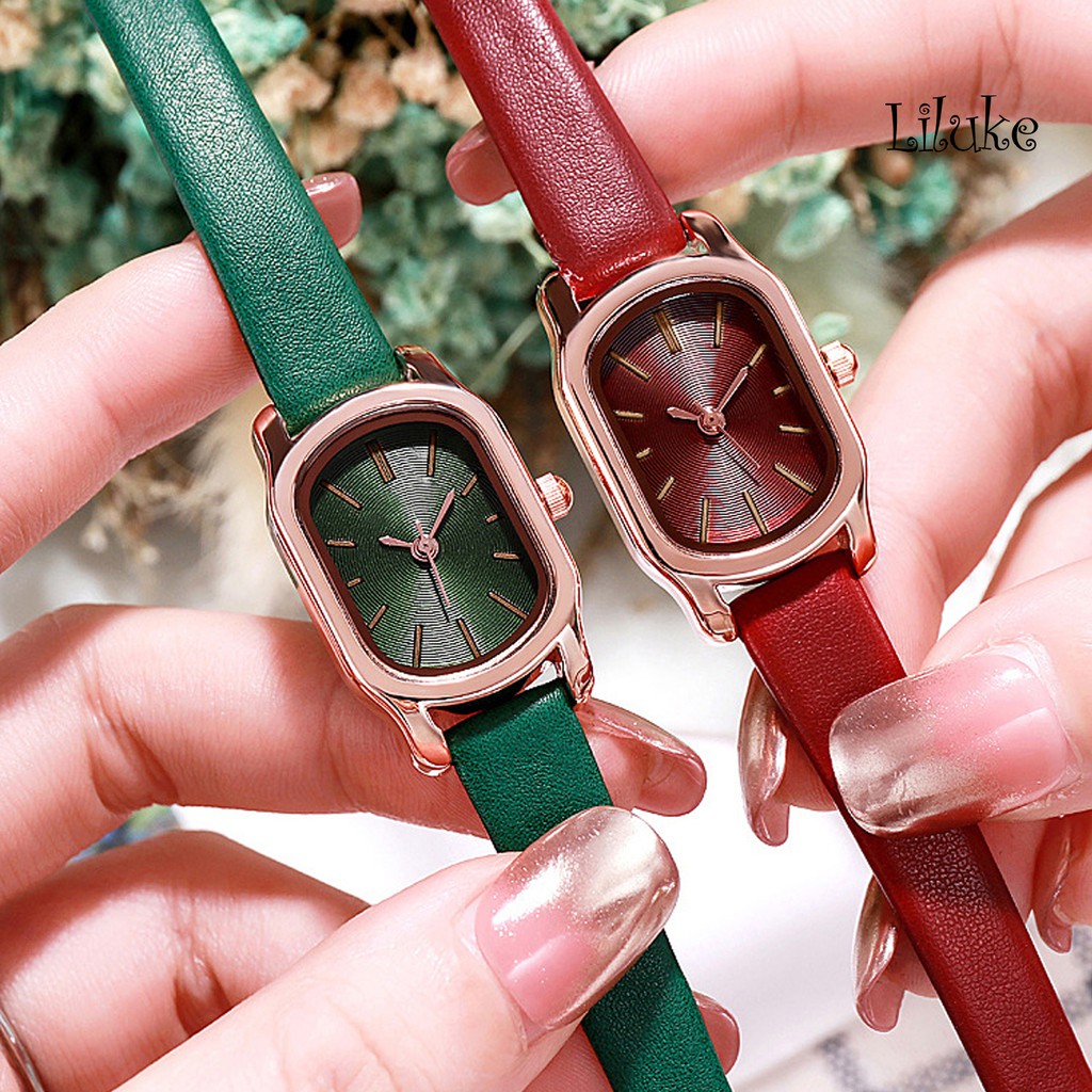 Đồng Hồ Đeo Tay Mặt Vuông Nhỏ Phong Cách Retro Dành Cho Nữ