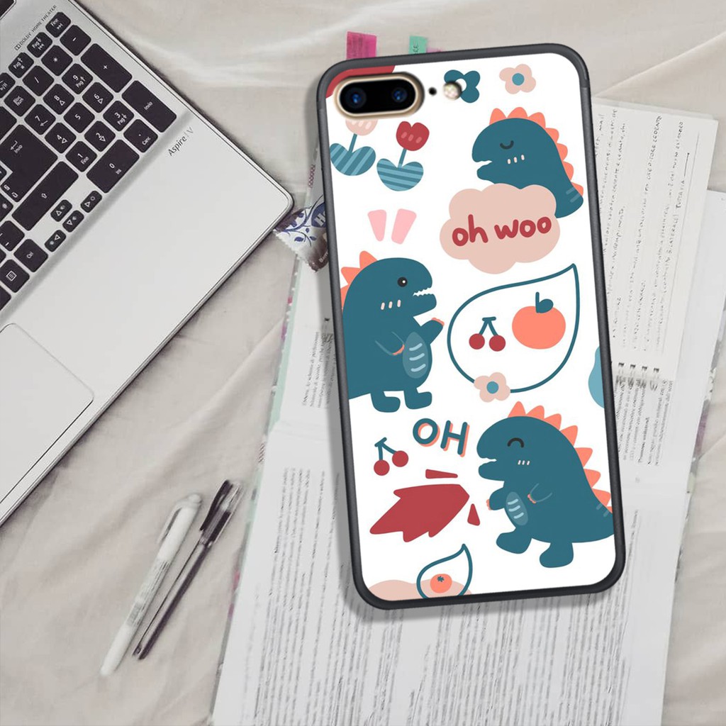 ỐP LƯNG  IPHONE 6 PLUS/7 PLUS/8 PLUS, IN HÌNH CHÚ KHỦNG LONG SIÊU CUTE PHO MAI.