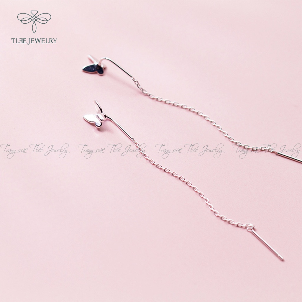 Khuyên tai bạc nữ TLEE hồ điệp tua dài nữ tính Bạc 925 cao cấp NCJ B0168