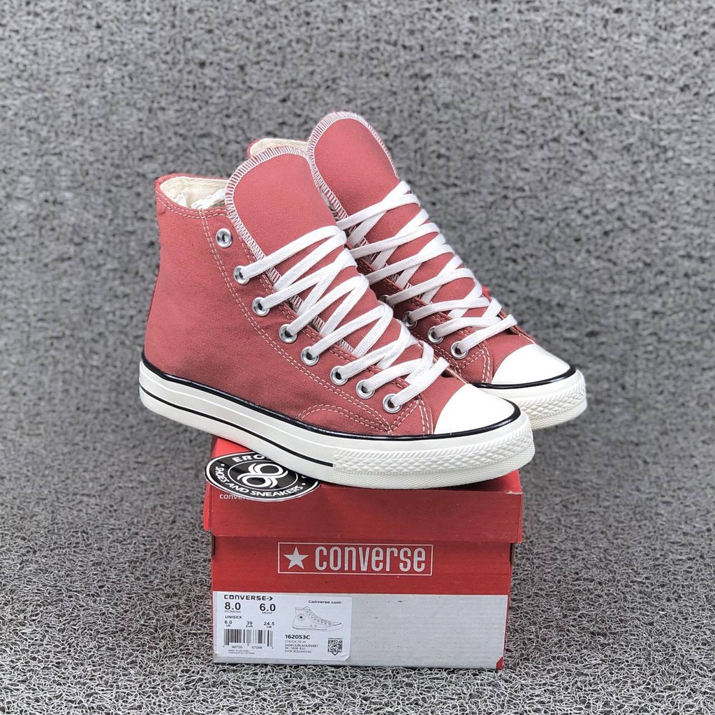 Giày Thể Thao Converse 70s Cổ Cao Màu Hồng Đen Phong Cách Egret