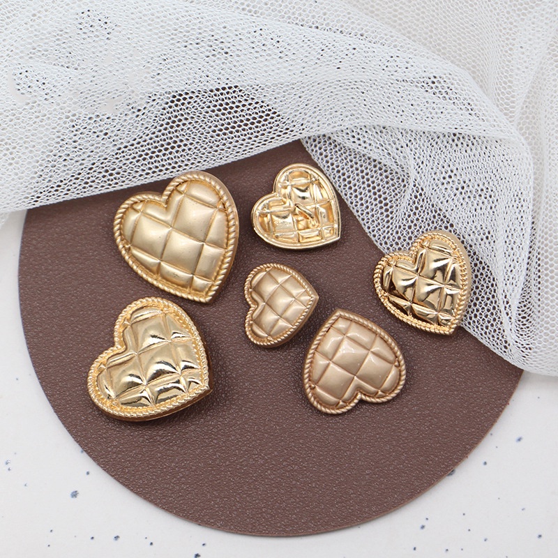 10 cái Nút trang trí bằng kim loại vàng hình trái tim cho quần áo Áo khoác Madam Nút phụ kiện may thời trang Nút cho áo