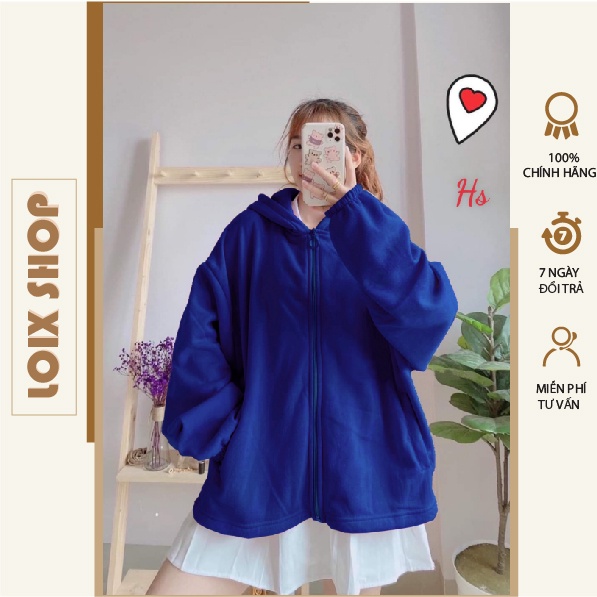 Áo khoác nỉ có mũ chất kiệu dày dặn tay phồng ver2 LOIX mã 789