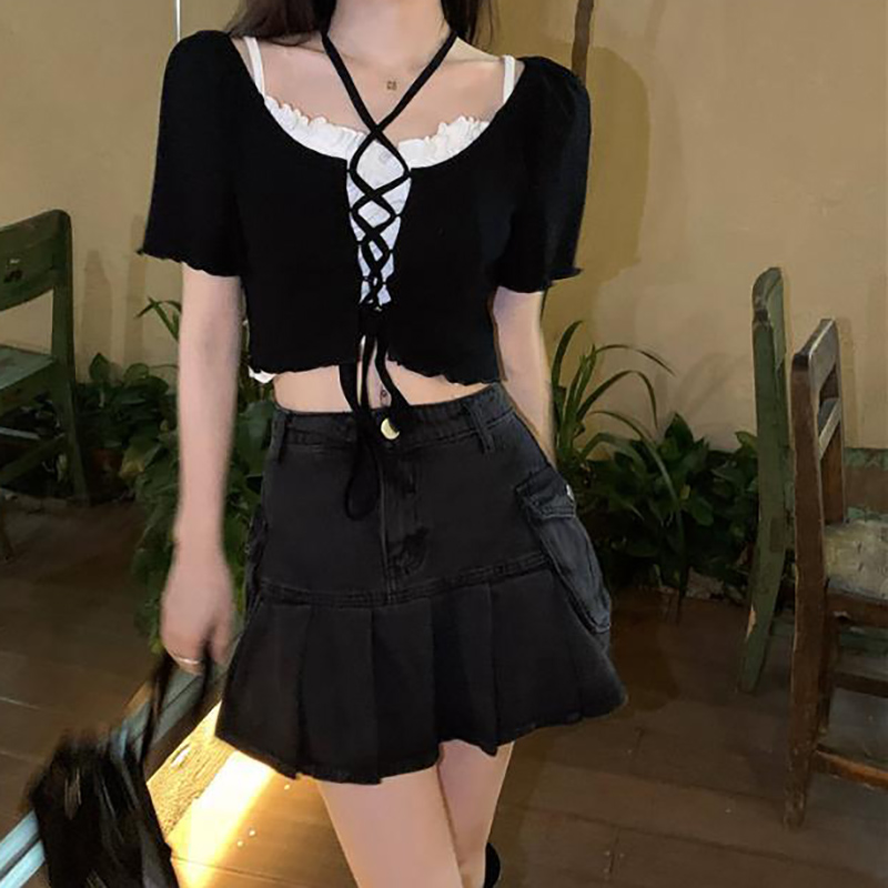 Áo hai dây/ Áo kiểu IELGY tay ngắn dáng ôm phong cách thời trang cho nữ