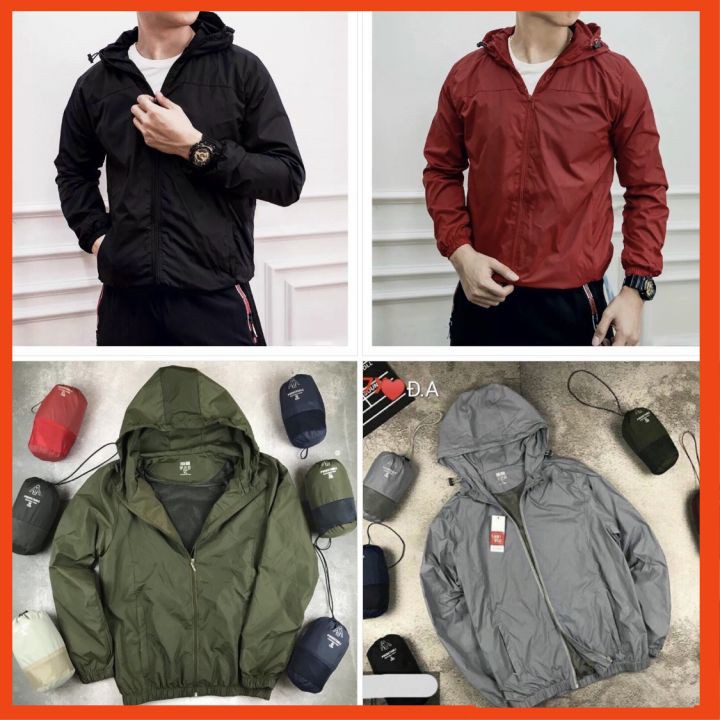 ÁO KHOÁC CÓ NÓN MŨ NAM CÓ 4 MÀU ĐẬM CHẤT VẢI DÙ GIÓ (UNISEX NAM NỮ, DÙ CHỐNG NƯỚC LÓT LƯỚI KÈM TÚI