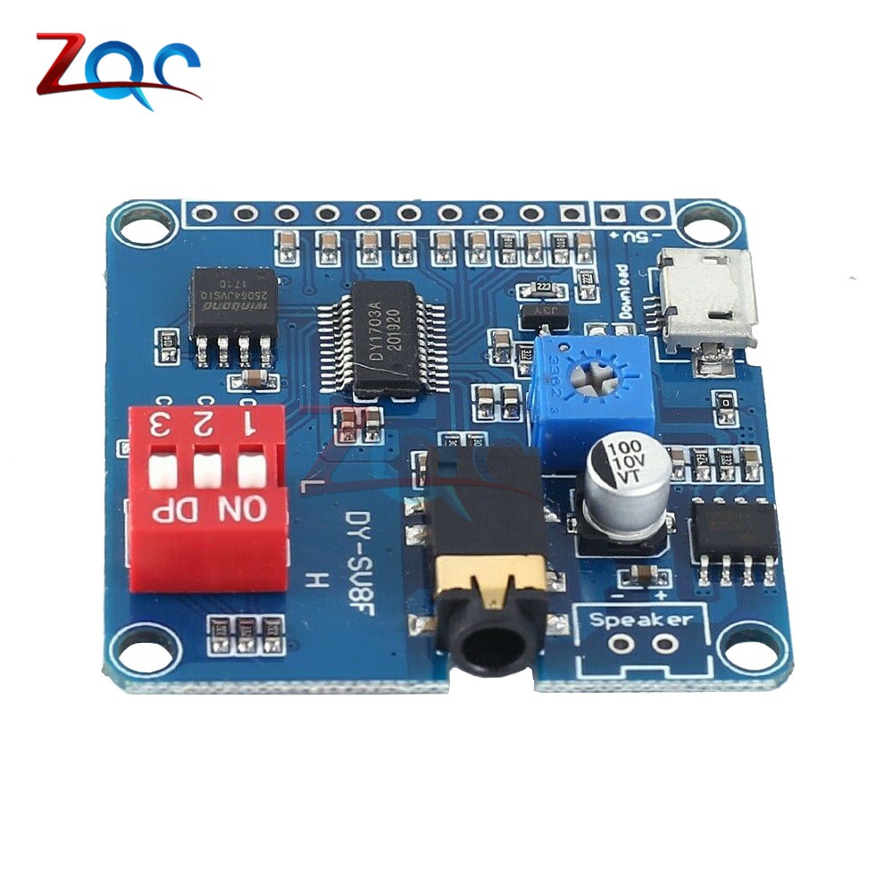 5W Voice Playback Module Board MP3 Music Player IO Trigger Amplifier UART Protocol Control USB Download 64MB Flash