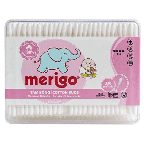 Tăm bông baby Merigo 330 que ( Hộp Vuông - Tròn )