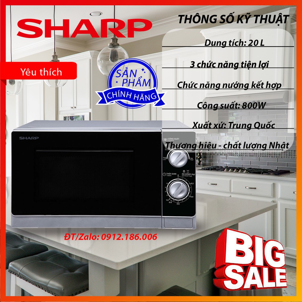 Lò vi sóng Sharp R-205VN-S 20L - Hàng chính hãng