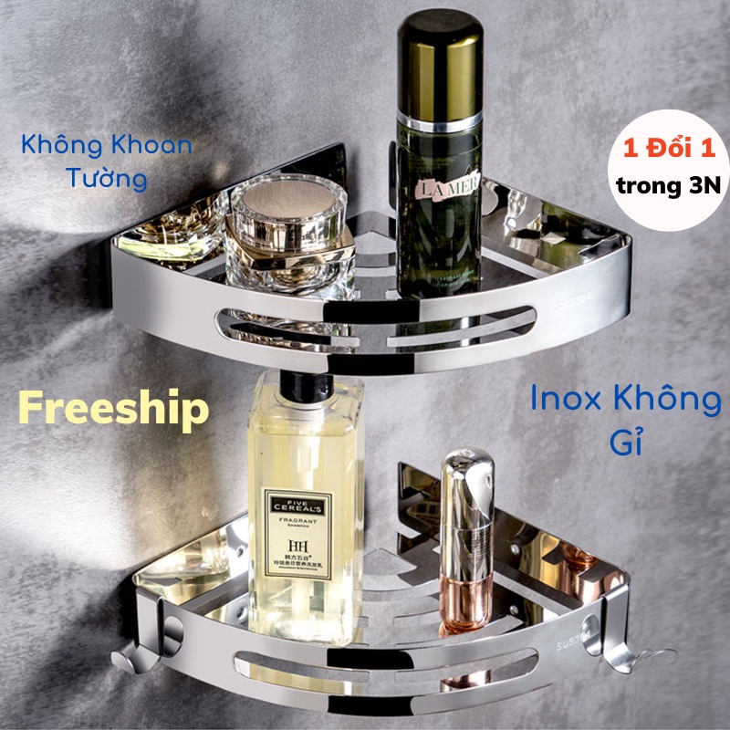 Kệ Góc Tường, Kệ Để Đồ Nhà Tắm Dán Tường Bằng Inox Không Gỉ Đa Năng