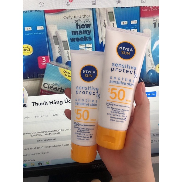 Kem chống nắng Nivea Sun UV Face Soothing Sensitive SPF50 tuýp 100ml