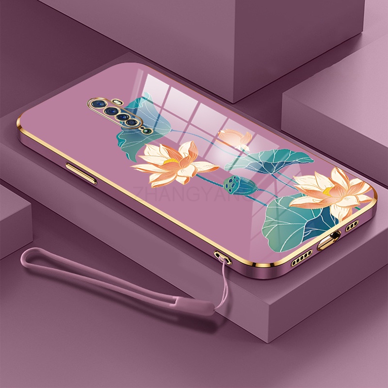 Ốp lưng oppo reno2 f oppo reno 2 oppo reno Ốp Điện Thoại TPU Dẻo Mạ Màu Họa Tiết Hoa Sen Sang Trọng