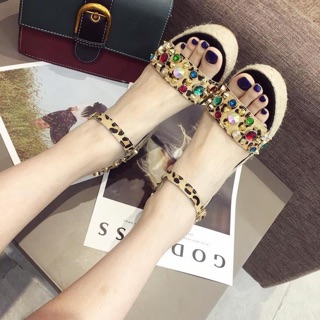 Giày sandal đế cối đính đá qccc