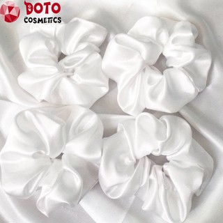 Nơ Buộc Tóc [FREESHIP EXTRA] Cột Tóc Scrunchies Lụa Trắng Trơn Phong Cách Hàn Quốc Đeo Tay Sống Ảo