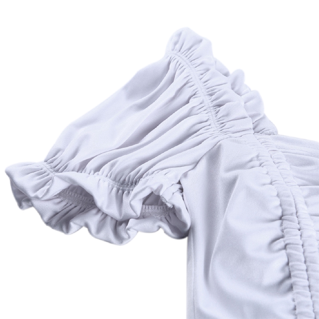 Áo Croptop Tay Phồng Cổ Chữ V Màu Trơn Thời Trang Công Sở Dành Cho Nữ