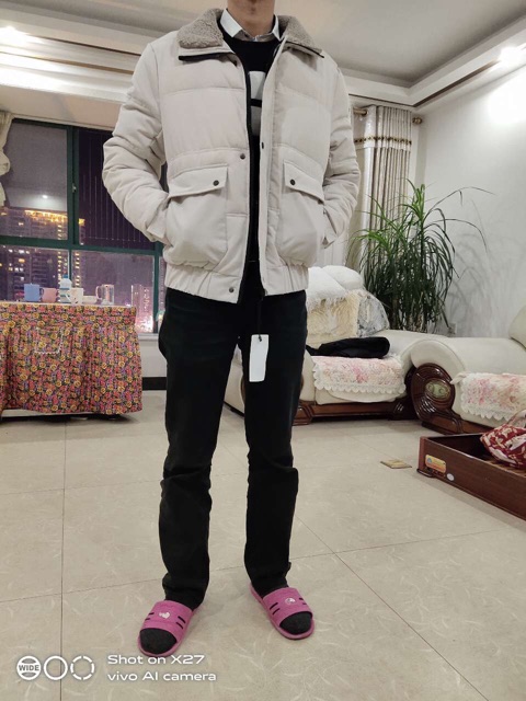 Áo phao nam cổ lông cừu hàng NK QUẢNG CHÂU CAO CẤP