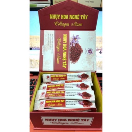Nhụy Hoa Nghệ Tây Collagen Nano - Hộp 30 gói - sáng da, ngăn ngừa lão hóa bổ sung vitamin, giảm nám, tàn nhan