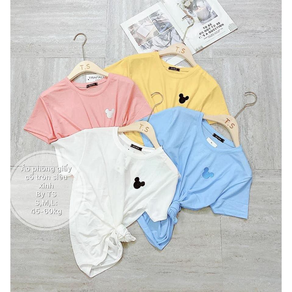 Bán sỉ áo phông giấy cổ tròn thêu micky cho nữ x . '
