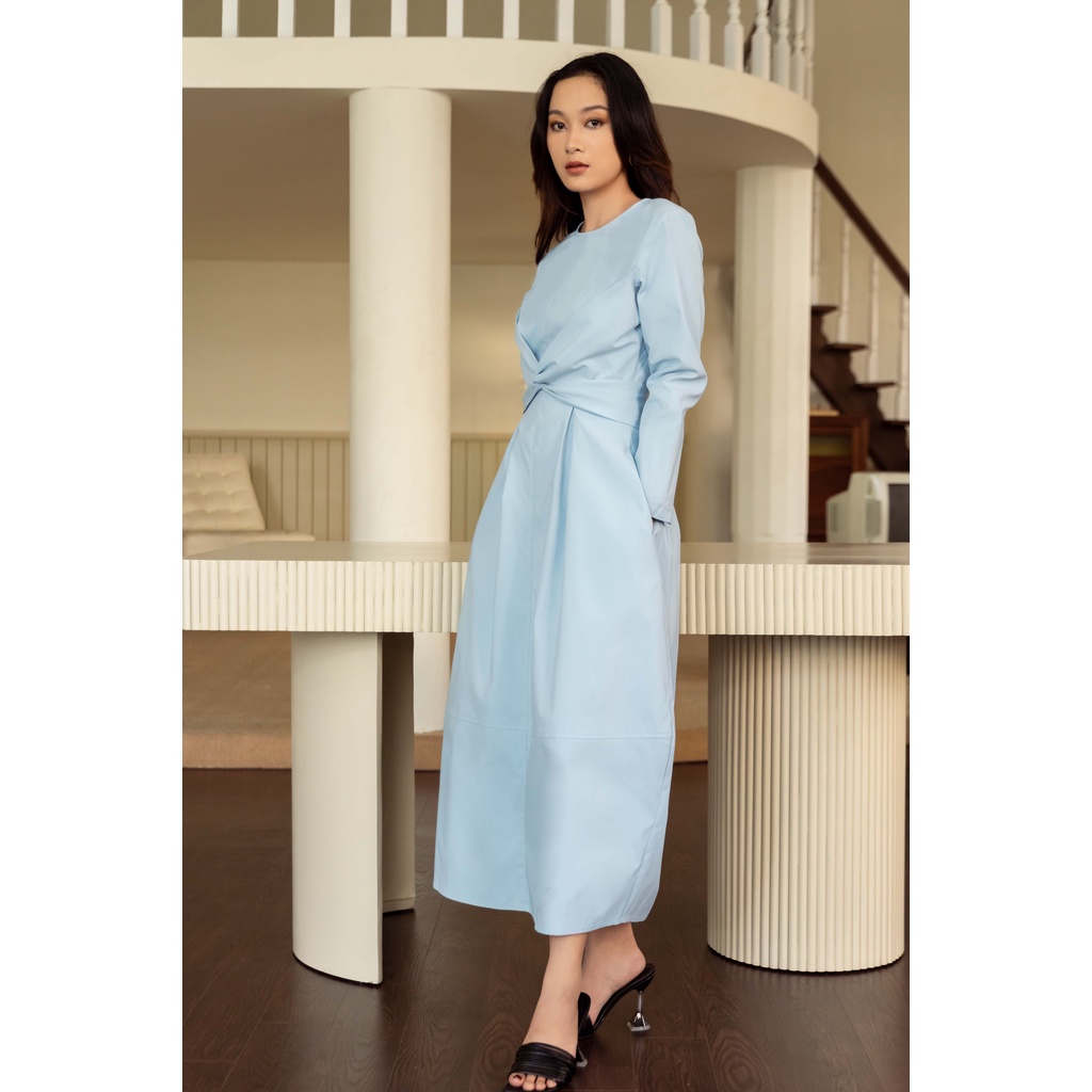 CoNIN-Đầm tay dài dáng phồng, thắt nhún eo