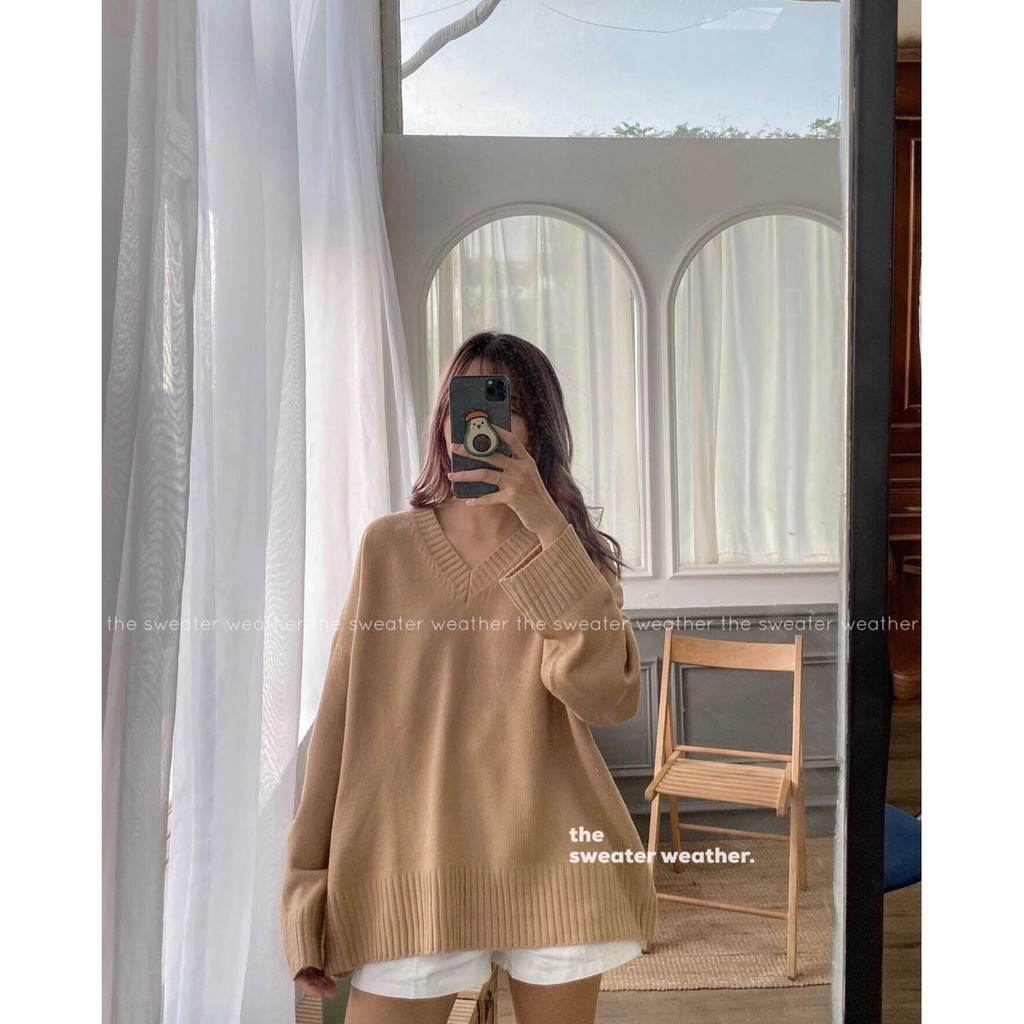 Áo len cổ v oversize AL8 | BigBuy360 - bigbuy360.vn