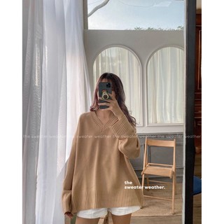 Áo len cổ v oversize AL8