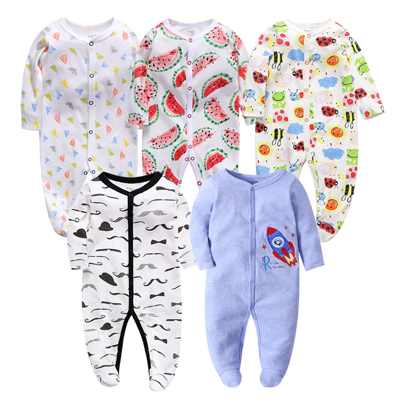 Jumpsuit Ngủ BằNg Cotton MềM MạI, HọA TiếT HoạT HìNh Cho Bé Sơ Sinh