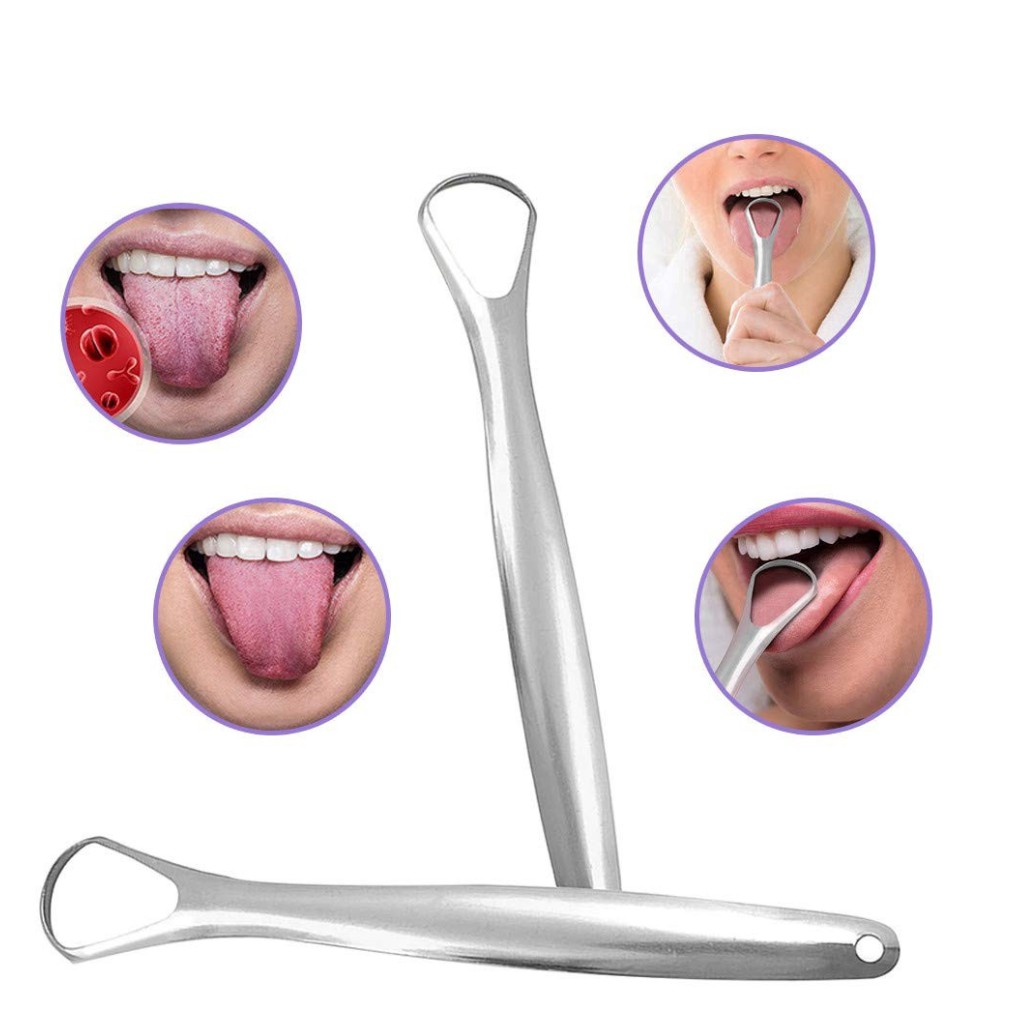 Dụng cụ cạo lưỡi vệ sinh răng miệng thép không gỉ, nhựa - cạo lưỡi giảm hôi miệng