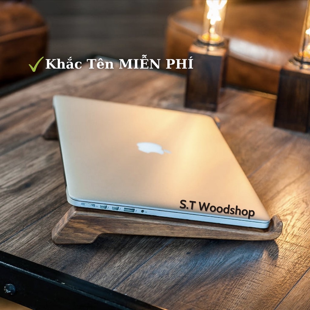 [MIỄN PHÍ KHẮC TÊN] Kê Tản Nhiệt Laptop Gỗ Thông - Khắc Lazer Theo Yêu Cầu