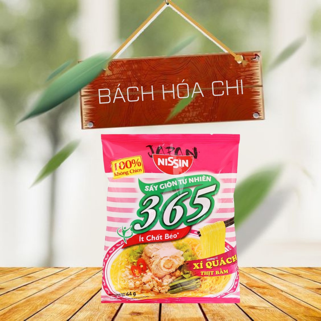 Thùng 30 gói Mì không chiên Nissin 365 hương vị xí quách thịt bằm
