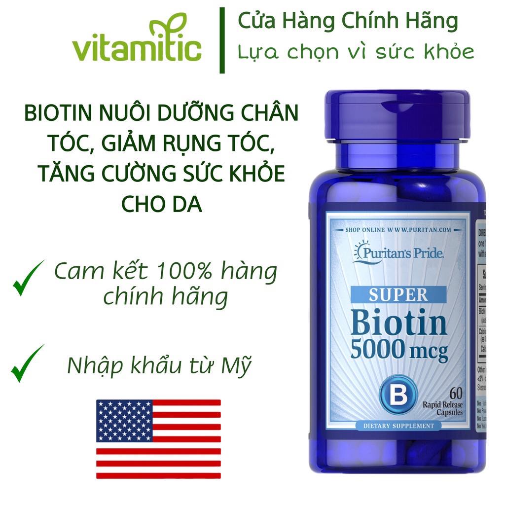 Viên uống mọc tóc, giảm rụng tóc Puritan's Pride Ultra Mega Biotin 5000-7500 mcg 60 viên-50 viên  10000 mcg 50 viên-100
